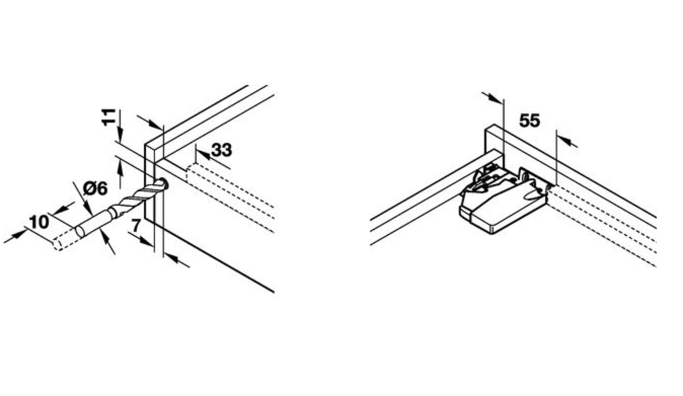 Onderbouwgeleider Tip-on 30kg 450mm