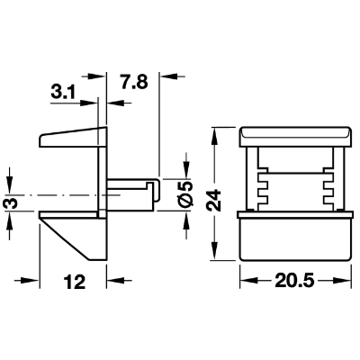 Glasschapdrager klemmend
